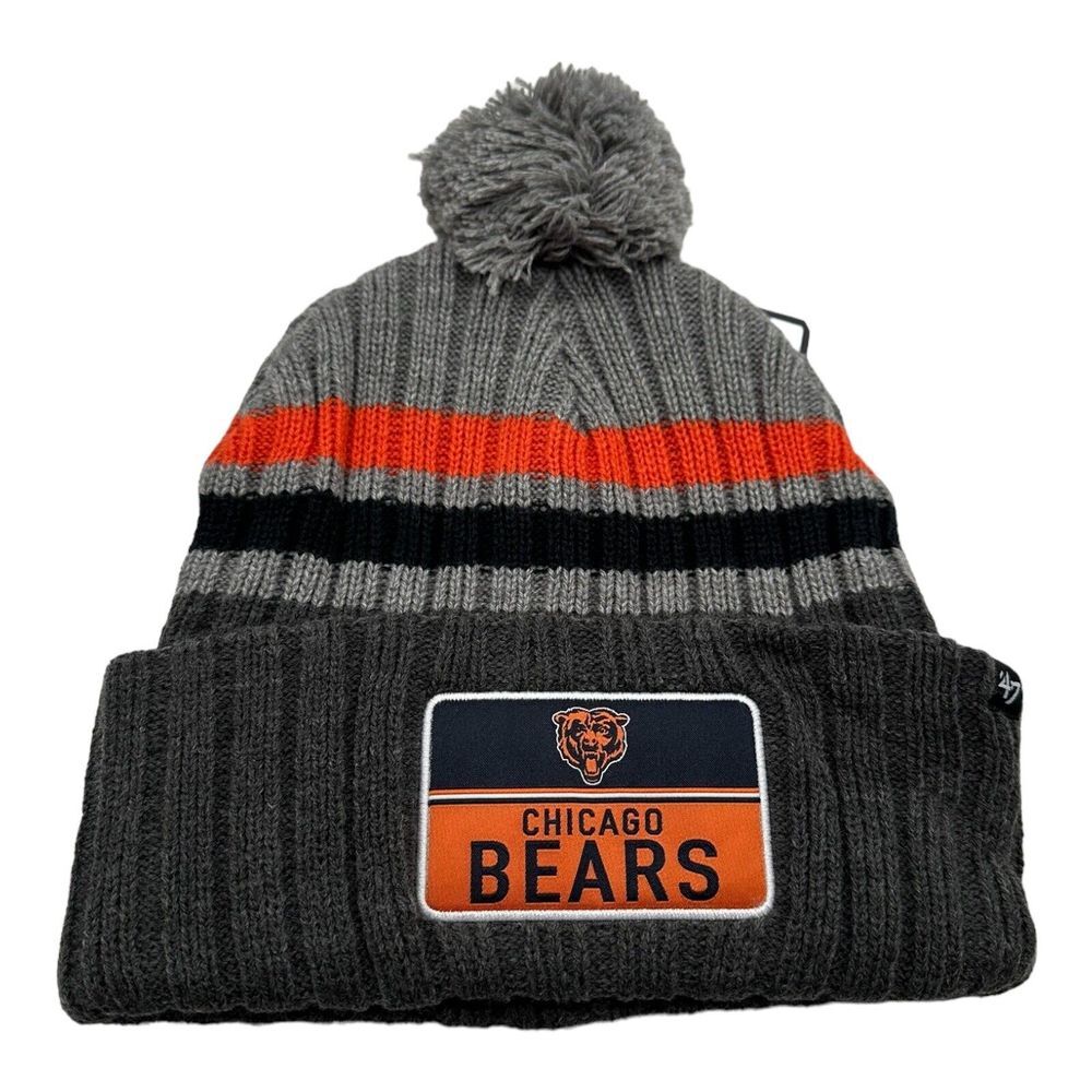 '47 Brand CHICAGO‎ BEARS Stack Cuff Knit Adult Winter Pom Beanie Hat New NWT NFL